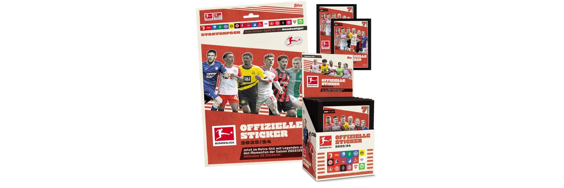 Topps Bundesliga Sammelsticker 2021/22 - 10 Tüten + 40 Hüllen