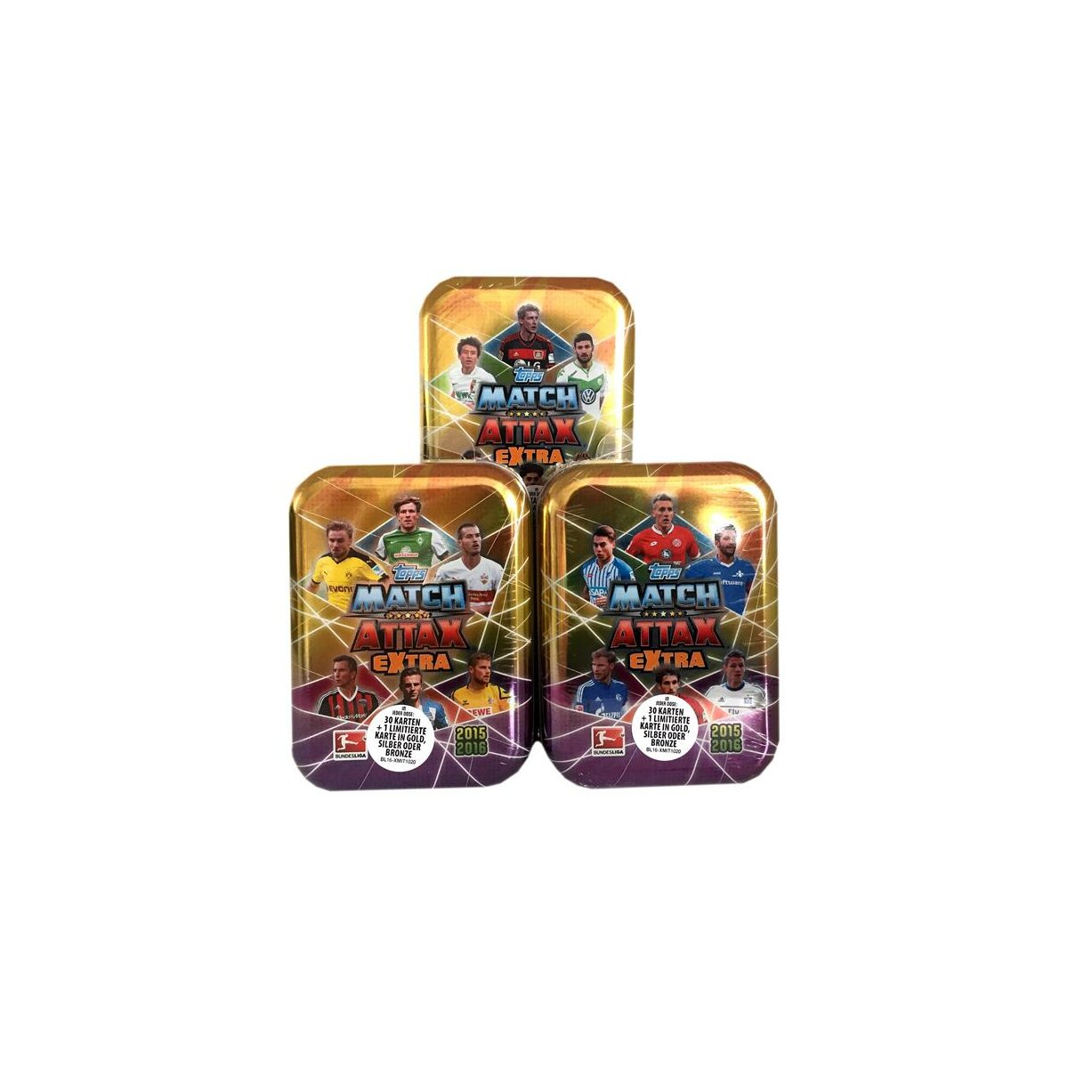 Topps Match Attax Bundesliga 2025/26 Bundle - 3 Mini Tin Boxen + Exklusive Sammelhüllen