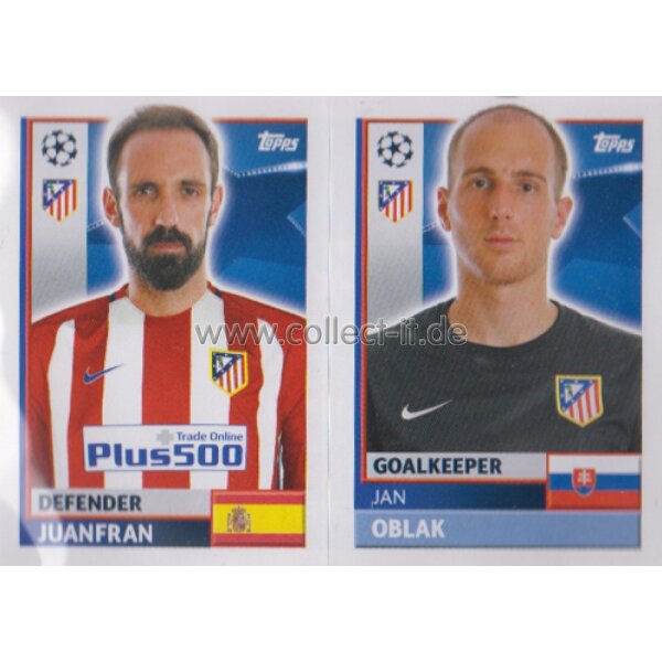 CL1617 - Sticker - ATL04+05 - Juanfran+Jan Oblak [Atlético Madrid]