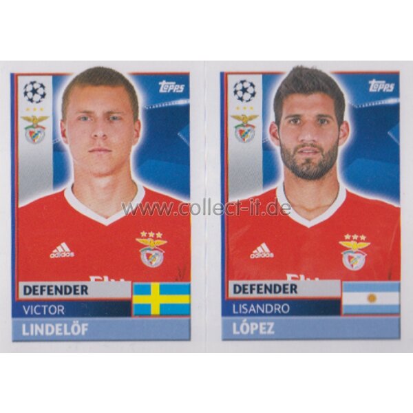 CL1617 - Sticker - BEN08+09 - Victor Lindelöf+Lisandro López [SL Benfica]