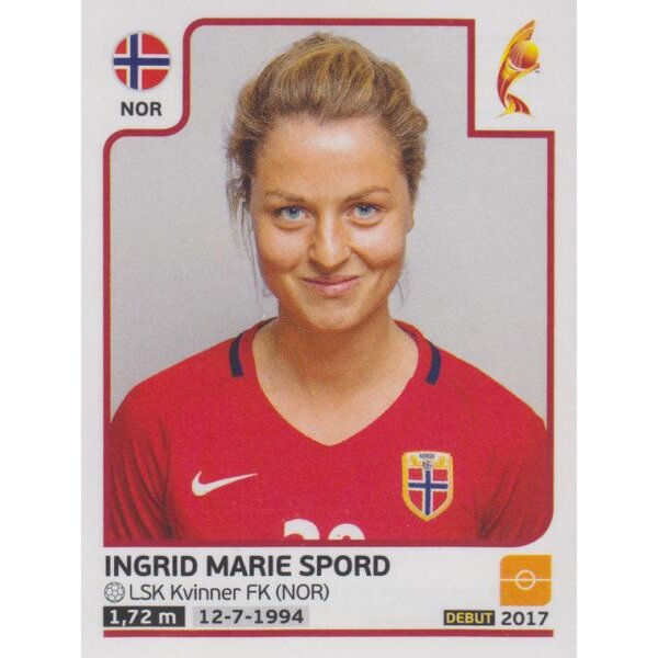 Sticker 50 - Ingrid Marie Spord - Norwegen - Frauen EM2017