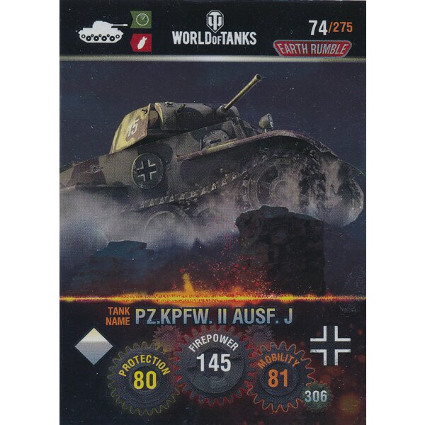 Nr. 74 - World of Tanks - PZ.KPFW.II AUSF J (Metal card) - Nation und Tank cards