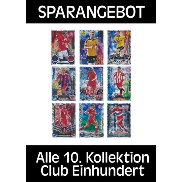 Topps Match Attax - 2017/18 - 10. Kollektion - ALLE 9 Club Einhundert