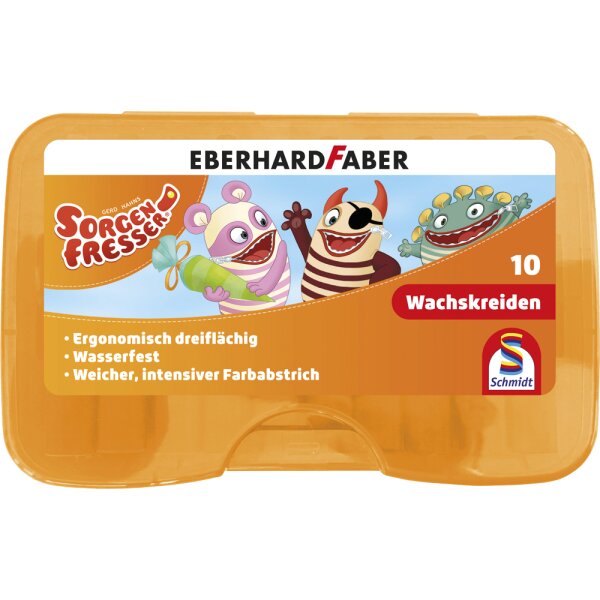 Wachsmalkreide, 10 Stk., dreiflächig, wasserfest, 83 mm Länge, in Kunststoffbox