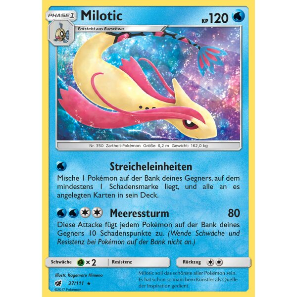 27/111 Milotic - Holo - Sonne und Mond - Aufziehen der Sturmröte