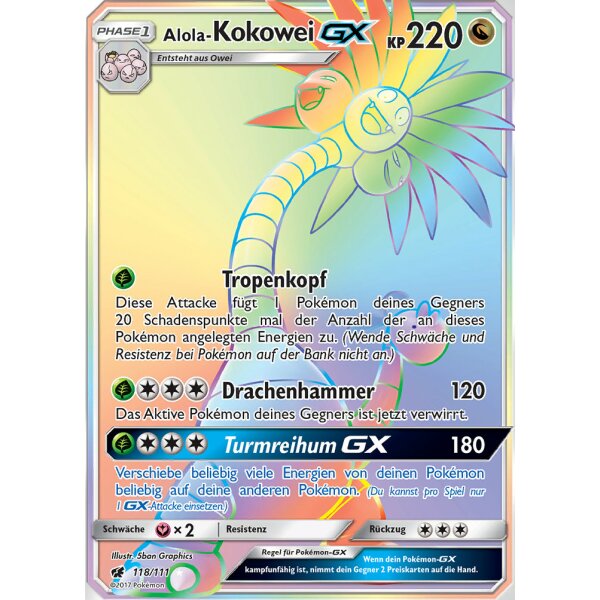 118/111 Alola-Kokowei GX - Sonne und Mond - Aufziehen der Sturmröte