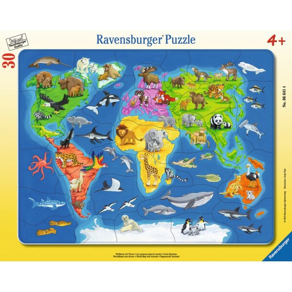 Ravensburger 06641 - Weltkarte mit Tieren - 30 Teile