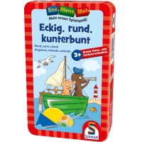 Schmidt Spiele 51422 - Bring-Mich-Mit-Spiel in Metalldose - Ene Mene Muh - Eckig, rund, kunterbunt