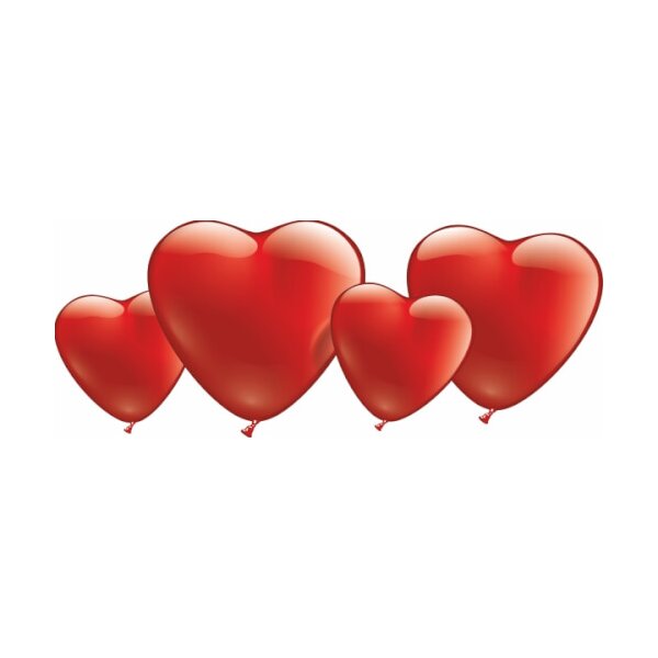 Herzballons rot 10 Stück, Umfang 30+60cm