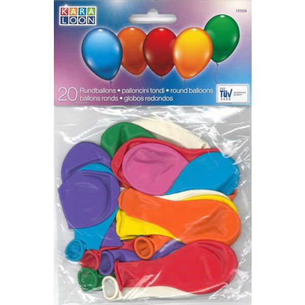 Ballons rund 20 Stück sortiert,Umfang 60-70cm
