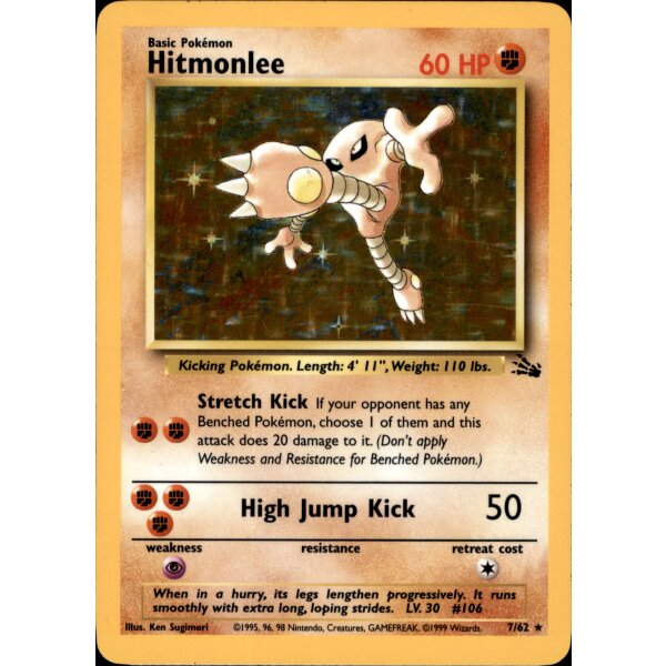 7/62 Hitmonlee - Fossil - Englisch