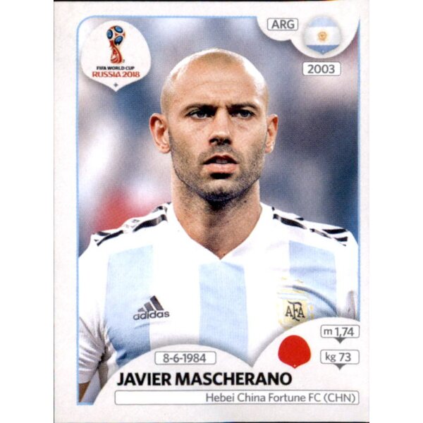 Panini WM 2018 - Sticker 277 - Javier Mascherano - Argentinien