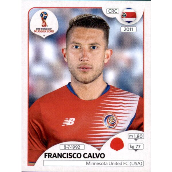 Panini WM 2018 - Sticker 398 - Francisco Calvo - Costa Rica