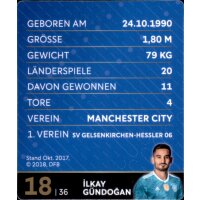 18 - Ilkay Gündogan GLITZER  - REWE WM18 Sammelkarte