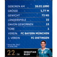 22 - Sebastian Rudy GLITZER  - REWE WM18 Sammelkarte