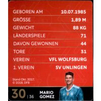 30 - Mario Gomez GLITZER  - REWE WM18 Sammelkarte