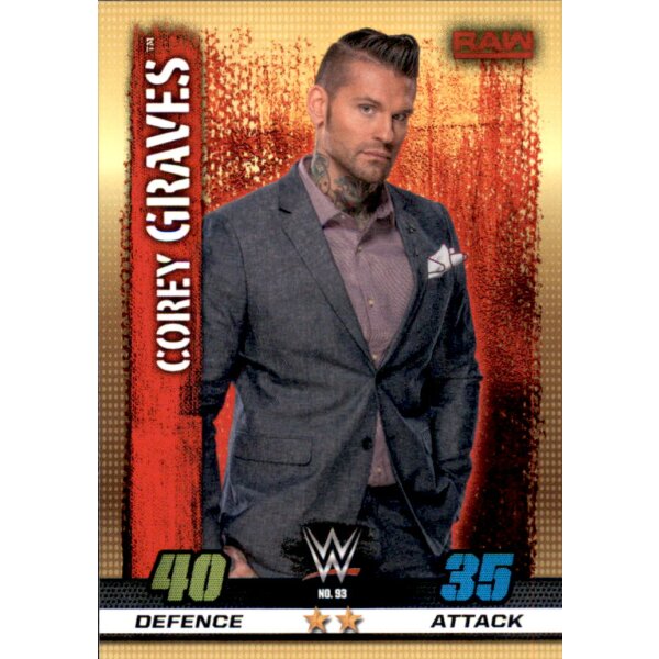 WWE Slam Attax - 10th Edition - Nr. 93 - Corey Graves - RAW