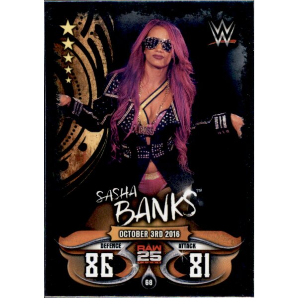 Karte 68 - Sasha Banks - Raw 25 Years - WWE Slam Attax - LIVE