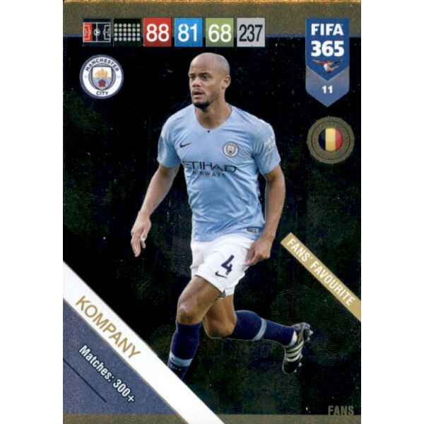 Fifa 365 Cards 2019 - 11 - Vincent Kompany - Fans Favourite