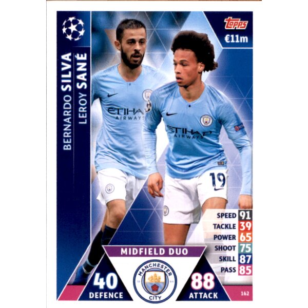 CL1819 Karte 162 Bernardo Silva / Leroy Sane Midfield Duo, 0,49