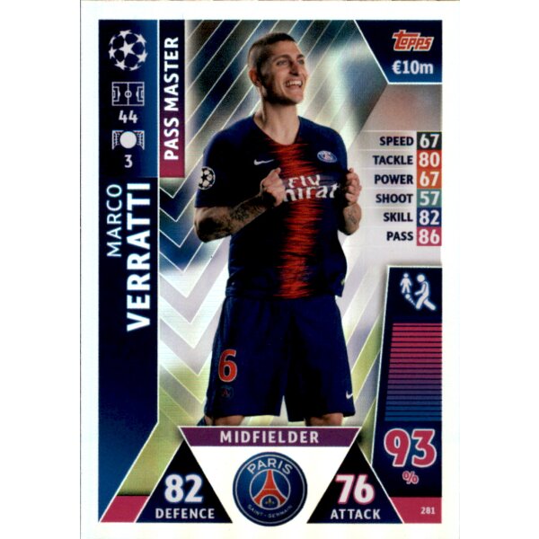 CL1819 - Karte 281 - Marco Verratti - Pass Master