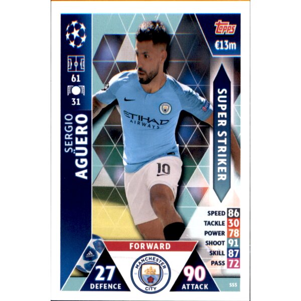 CL1819 - Karte SS5  - Sergio Aguero - Super Striker