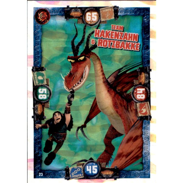 23 - Team Hakenzahn & Rotzbacke - Drachen Karte - Dragons 3 - Die geheime Welt
