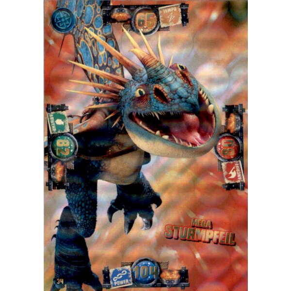 34 - Mega Sturmpfeil - Drachen Karte - Dragons 3 - Die geheime Welt