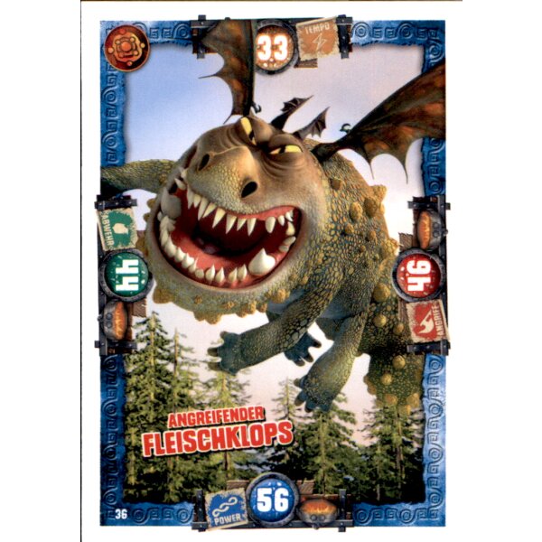 36 - Angreifender Fleischklops - Drachen Karte - Dragons 3 - Die geheime Welt
