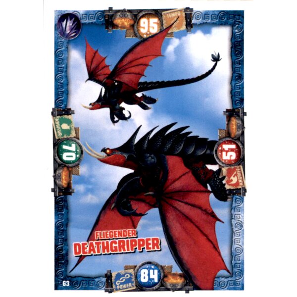 63 - Fliegender Deathgripper - Drachen Karte - Dragons 3 - Die geheime Welt