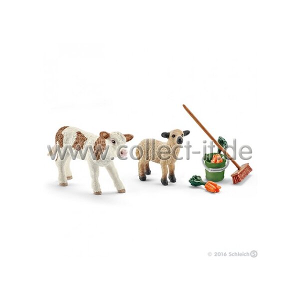 Schleich - Stallpflege mit Kalb und Schäfchen (41422)