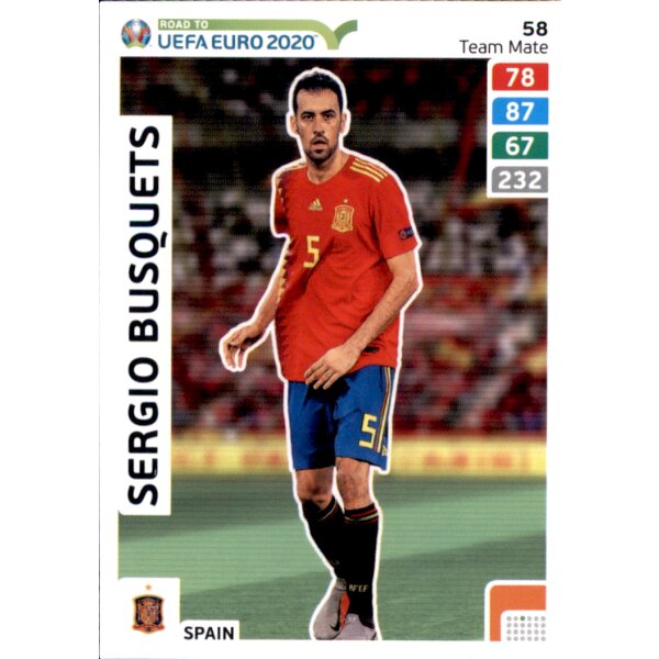 Karte 58 - Road to EURO EM 2020 - Sergio Busquets - Team Mate