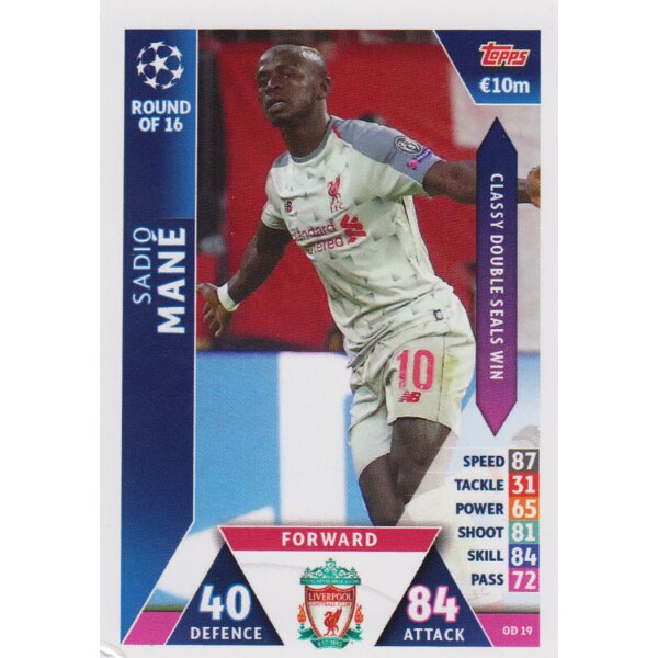 CL1819 - Karte OD19 - Sadio Mane - Classy Double Seals Win