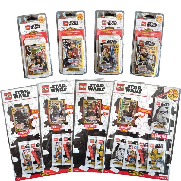 LEGO Star Wars - Serie 2 Trading Cards - Alle 4 Multipacks + Alle 4 Blister