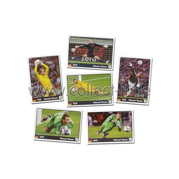 Panini EM 2012 - Manuel Neuer Coca Cola Sondersticker - Komplettset (6 Sticker)