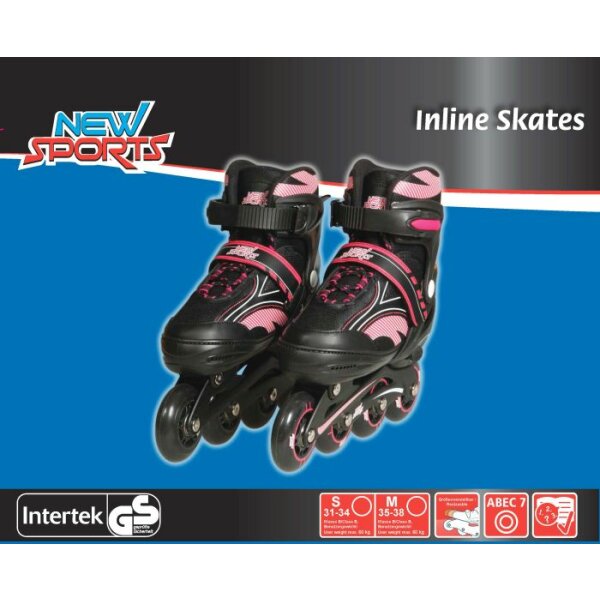 New Sports Inliner Pink, ABEC 7, Größe 31 - 34