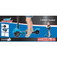 New Sports 3-Wheel Scooter Blau, klappbar, 110 mm