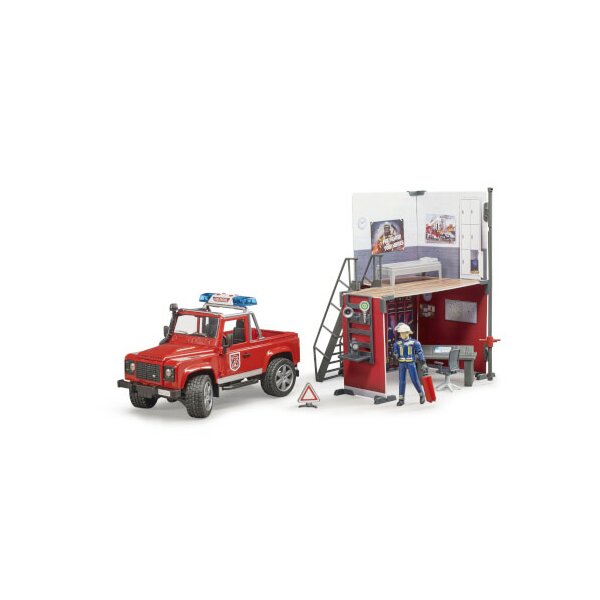 Bruder 62701 bworld Feuerwehrstation mit Land Rover