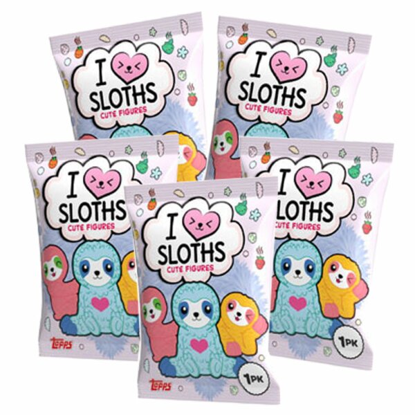 Topps - Faultiere - I love Sloths - Sammelfiguren - 5 Tüten