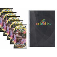 Schwert & Schild - Clash der Rebellen - 5 Booster + collect-it 9-Pocket Album schwarz (30 Seiten) - Deutsch