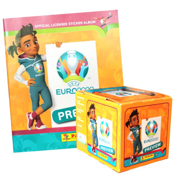 Panini - EURO 2020 Preview - INTERNATIONALE AUSGABE - Sammelsticker - 1 Display (60 Tüten) + 1 Album