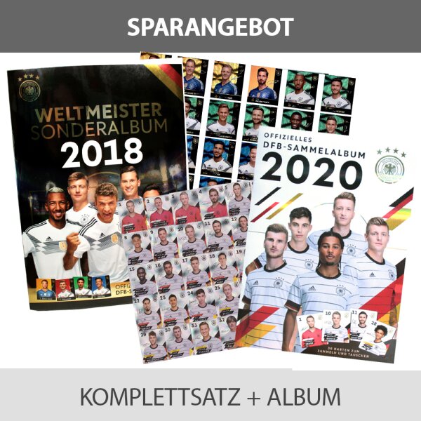 EM 2020 REWE + WM 2018 REWE Sammelkarten - je 1 Komplettsatz GLITZER + Album