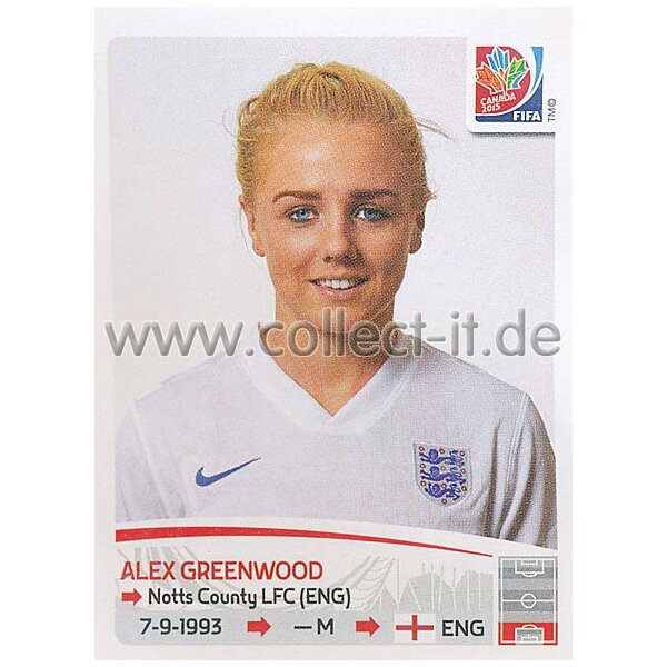 Frauen WM 2015 - Sticker 426 - Alex Greenwood - England