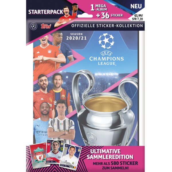 TOPPS - Champions League 2020/21 Sticker - 1 Album inkl. 36 Sticker