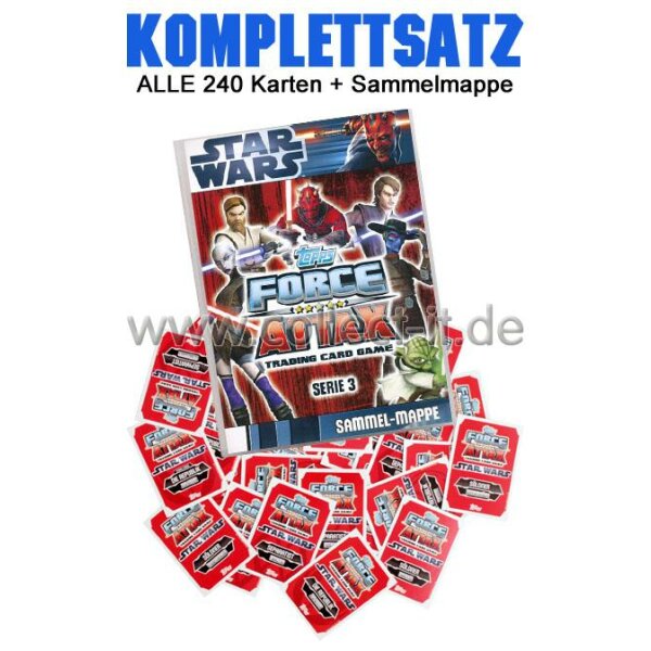 FA3 - Spar 13 - Komplettsatz ALLE 240 Karten+Sammelalbum - Star Wars Force Attax - SERIE 3