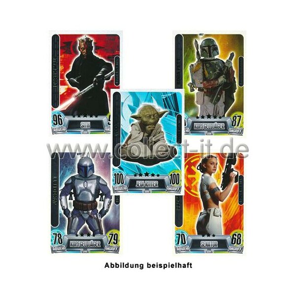 FAMOV2 - Spar 1 - 5 verschiedene Force Meister - Star Wars Force Attax - Movie Cards Serie 2