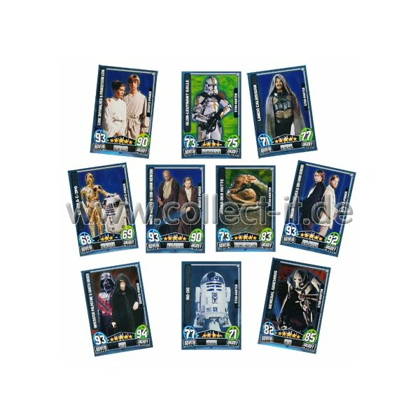 FAMOV3 - Spar 2 - 10 verschiedene Star/Zusatz Karten - Star Wars Force Attax - Movie Cards Serie 3