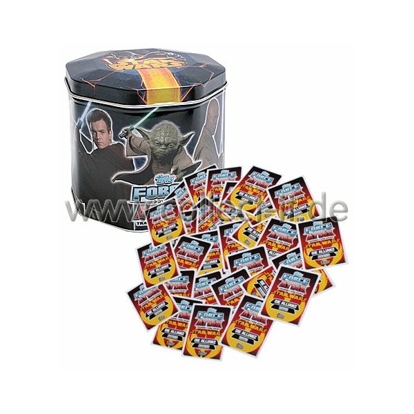 FAMOV3 - Spar 10 - LEERE Tin-Box + 50 Base Karten - Deutsch - Star Wars Force Attax - Movie Cards Serie 3