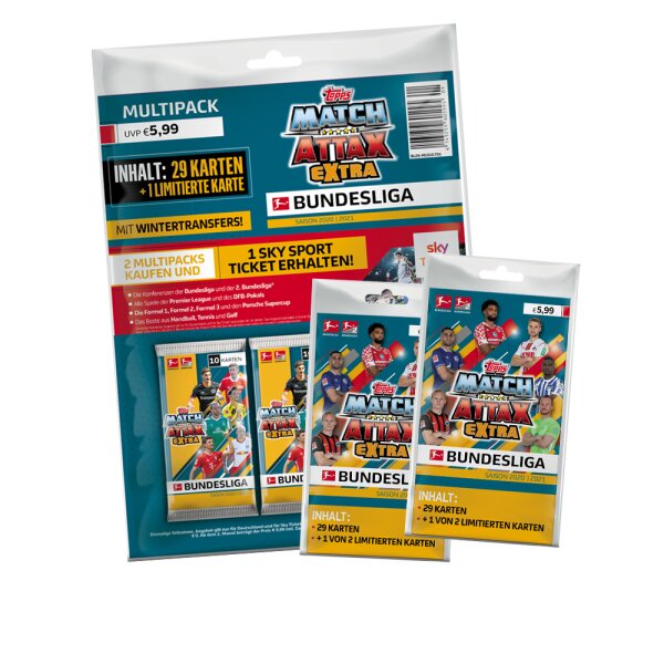 Topps Match Attax EXTRA 2020/21 - Alle 2 Blister + 1 Multipack