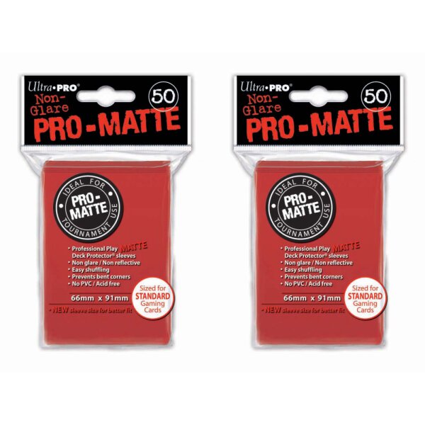 Ultra Pro - Non-Glare Pro-Matte Sleeves - 100 stk. - Red - 2 x 50 Stück